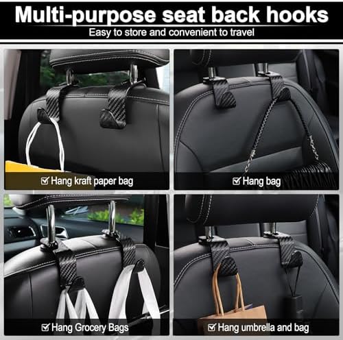 LivTee Car Purse Hook, 4 Pack Universal Auto Seat Headrest Hook Hangers - Image 5