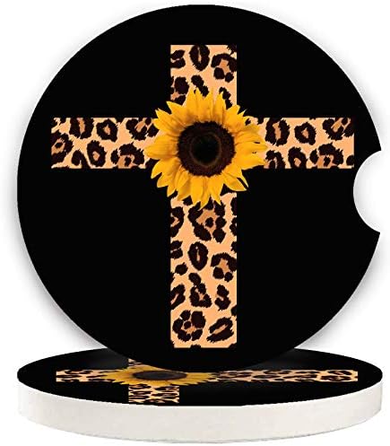 Car Coasters 2 Pack, Small 2.56" Absorbent Ceramic Coaster by LogHog