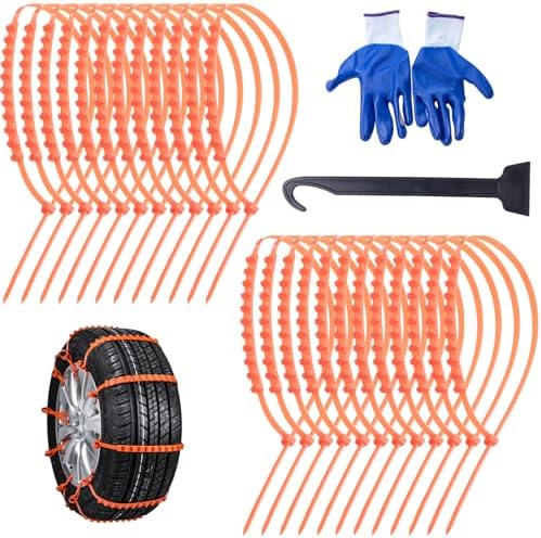 24 Pcs Reusable Snow Chains Universal Emergency Adjustable Anti-skid Tire by Umnnyk