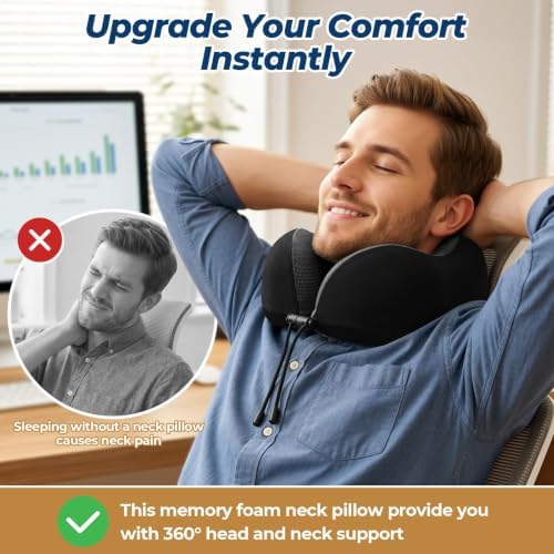 ExploreBliss Travel Pillow, Memory Foam Neck Pillow Airplane - Image 6