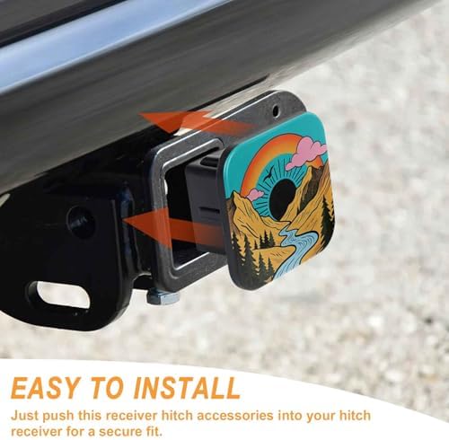 2 Inch Retro Sunset Mountains Trailer Hitch Cover Rubber Receiver Tube Plug Cap - Image 4