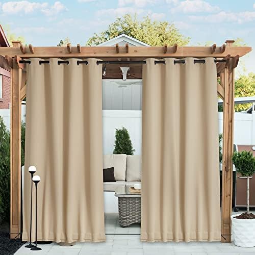 NICETOWN Outdoor Curtains for Patio Waterproof W84xL108 Biscotti Beige by NICETOWN