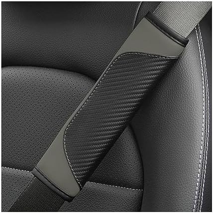 AUCELI 2PCS Carbon Fiber Car Seat Belt Cover, Breathable Leather by AUCELI