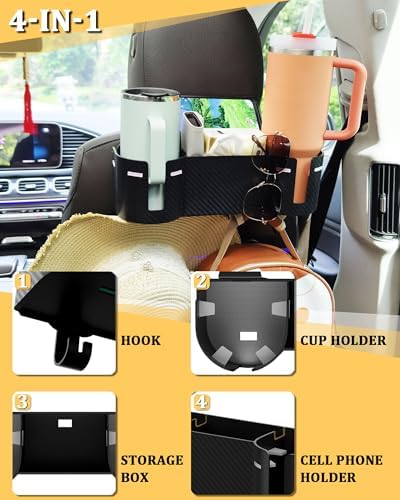 Car Headrest Backseat Cup Holder 3.7", Seat Back Organizer - Image 4