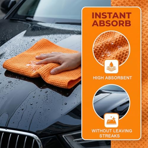 Craedli 3PCS Waffle Weave Microfiber Towel, 16 × 16 Inch Soft Absorbent - Image 3