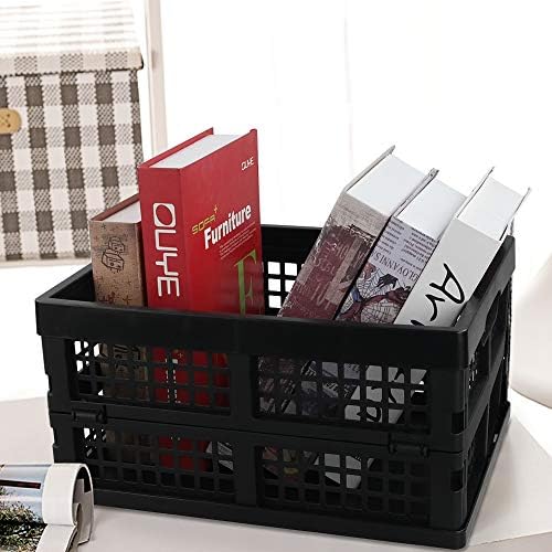 Saedy 16 L Black Folding Storage Crate, 2 Packs Plastic Collapsible Crates - Image 3
