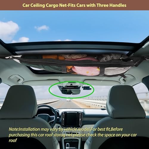 3 Handle Car Ceiling Cargo Net for SUV Roof Storage - Image 7