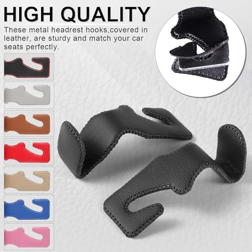 LivTee Headrest Hook for Car, Back Seat Organizer Black Leather Hanger Holder - Image 5