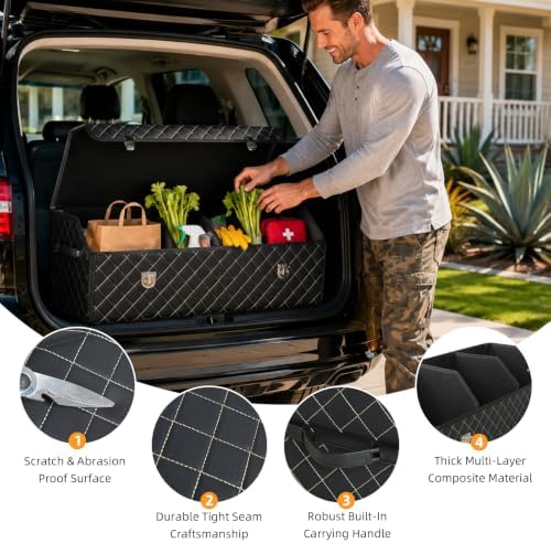 Car Trunk Organizer with Sturdy Faux Leather Lid - Image 6