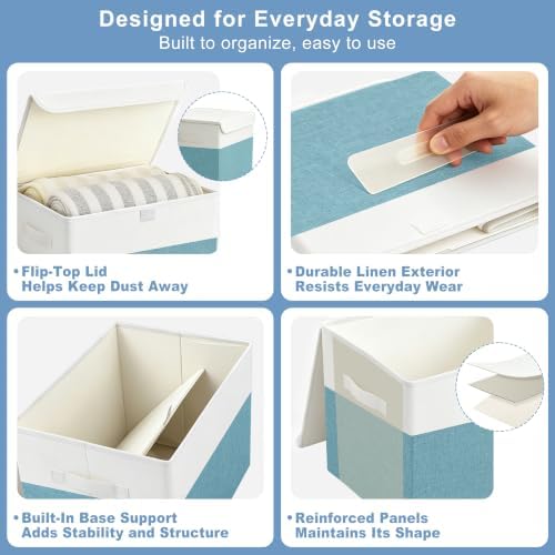 Bagnizer Large 22 Quart Linen Fabric Foldable Storage Bin Cube Organizer Basket - Image 6