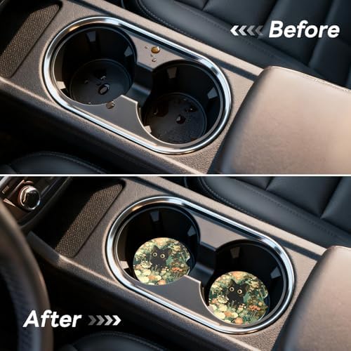 2 Pack Ceramic Car Coasters for Cup Holder, 2.56 in Anti Slip Absorbent Coaster - Image 5