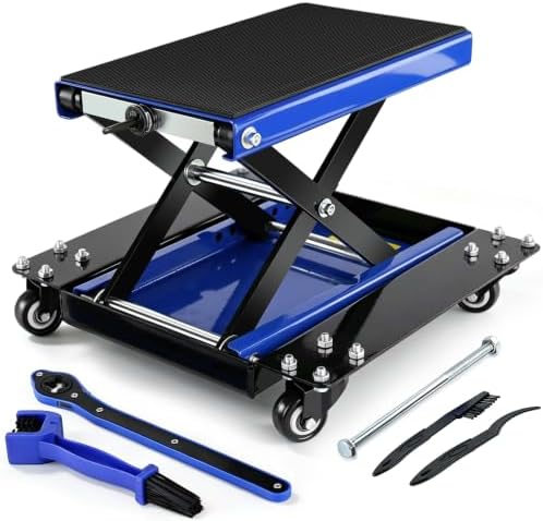 1100 lb Motorcycle Scissor Jack, 4.65"-15.55", Wrench & 3 Brushes by Unknown