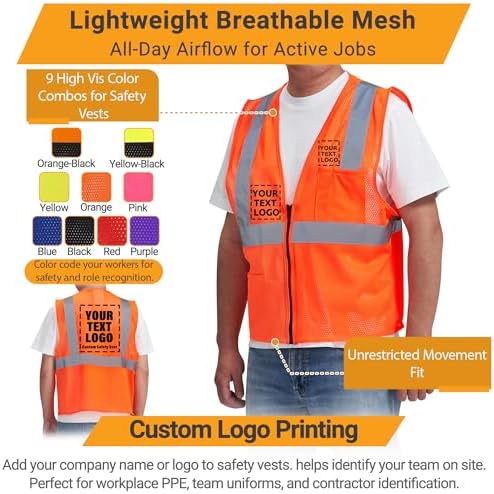 AYKRM 2 Pocket Mesh High Visibility Reflective Safety Vest - Image 3