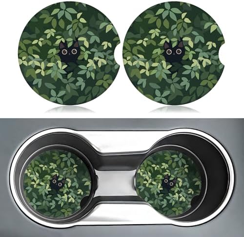 Cat in The Meadow Car Coasters for Cup Holders, 2 Pack Car Cup Holder Coasters - Image 2