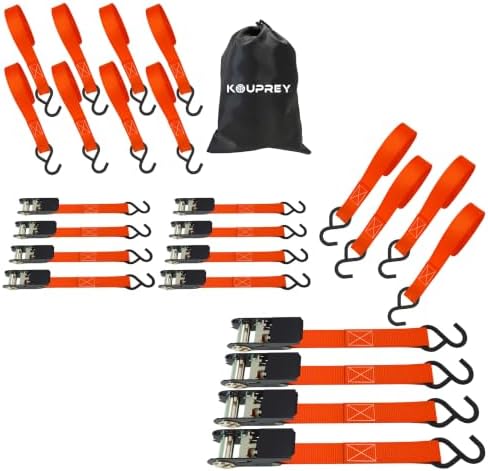 Ratchet Straps, Ratchet Tie Downs，Orange-standard-10ft：4 by KOUPREY