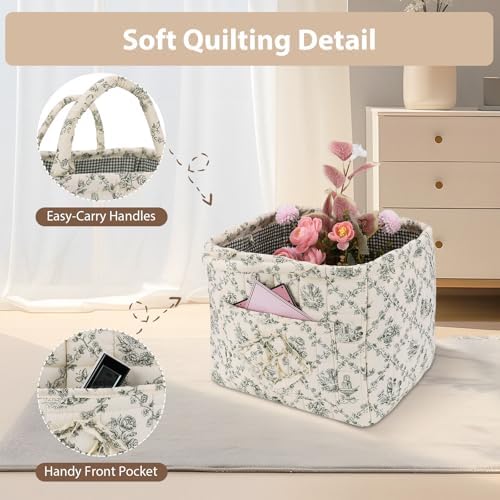 Storage Basket Boho Fabric Large Collapsible Floral Laundry Nursery Hamper - Image 5