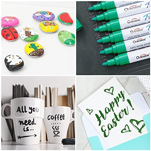 Lesun Overseas 12 Green Paint Pens Permanent Markers, Oil Based Paint Markers - Image 3