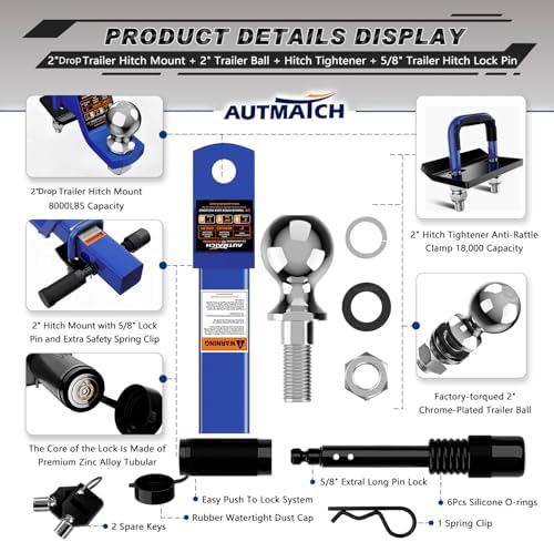 AUTMATCH Trailer Hitch Ball Mount - Image 2