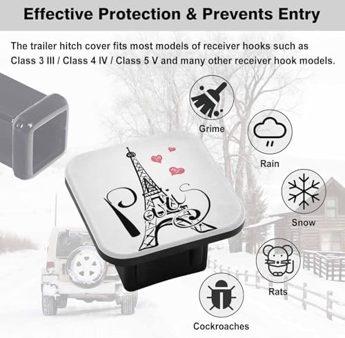Swono 2 inch Auto Hitch Cap Romantic Tower Rubber Trailer Hitch Receiver Cap - Image 3
