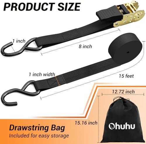 Ohuhu Ratchet Tie Down Straps, Cargo Straps - Image 5