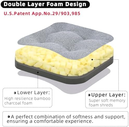 GOFORIT Chair Cushions Set of 2, Tufted Shredded Memory Foam Chair Pads - Image 2
