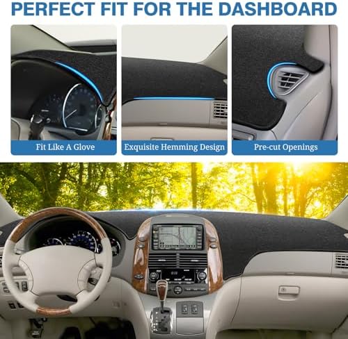 FIILINES Dash Cover for 2004-2010 Toyota Sienna, Dashboard Mat Exact Fit for - Image 4