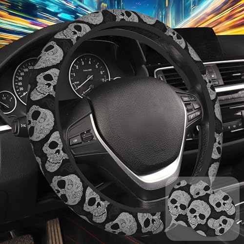 Floral Skull Steering Wheel Cover by Unknown