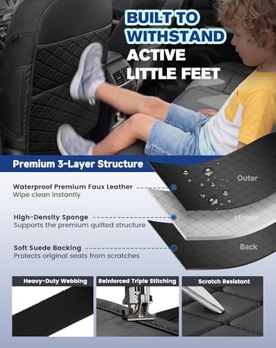 Seat Back Protectors for Kids, Car Kick Mats for Front Seats - Image 5