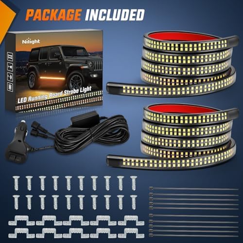 Nilight 2PCS 70 Inch Running Board LED Lights Strip Amber - Image 6