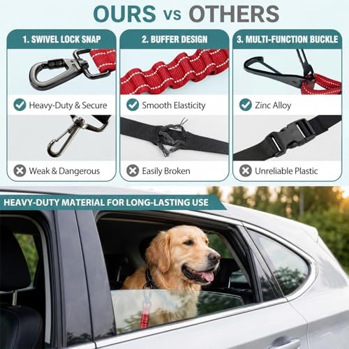 Dog Seat Belt for Car, 3-in-1 Adjustable Dog Seatbelt - Image 6