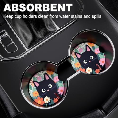 2 Pack Car Cup Holder Coaster, 2.63 inch Anti Slip Insert Absorbent Ceramic Car - Image 7