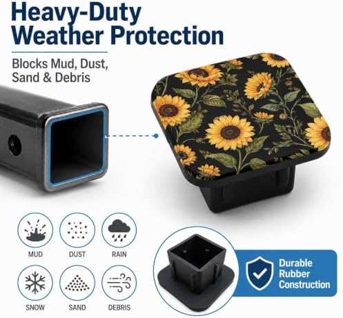 Sunflowers 2" Hitch Cover, Rubber Towing Hitch Covers Hitch Protector - Image 6