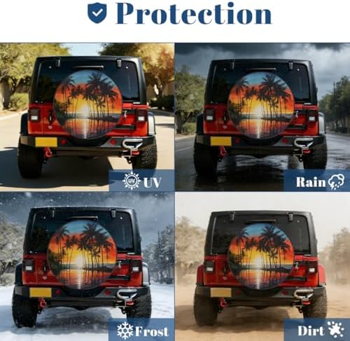 Palm Tree Summer Beach Spare Tire Cover Waterproof Dust-Proof Spare Wheel - Image 7