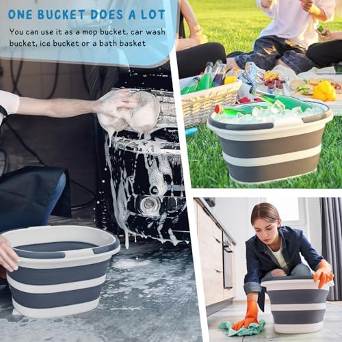 Collapsible Water Bucket with Handle, 10L Foldable Plastic Bucket - Image 3