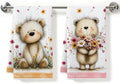 2 Pcs Cute Beer Kitchen Towels, Floral Soft Absorbent Hand Tea Towels by ZHAMEN