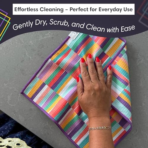 Double-Sided Microfiber Washcloths, Waffle Weave Kitchen Washcloths - Image 5