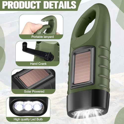 Leelosp 9 Pcs Hand Crank Solar Flashlight Emergency LED - Image 3