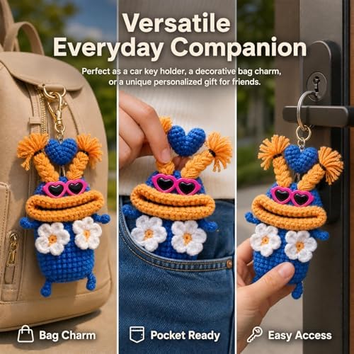 Crochet Key Case for Car Keys, Handmade Drawstring Cover - Image 6