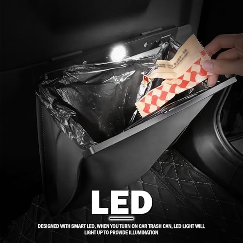 LED Car Trash Can Leak-Proof, Strong Magnetic Fast Closing Car Trash Bin as - Image 4