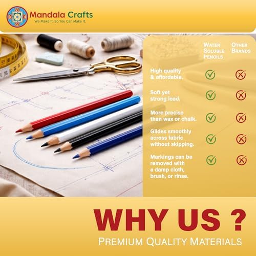 Mandala Crafts Blue Water Soluble Fabric Pencils - Image 4