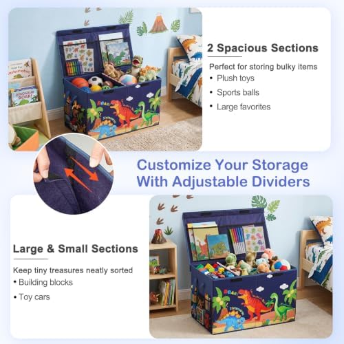 Toy Box with Adjustable Divider Large Toy Chest Storage - Image 2