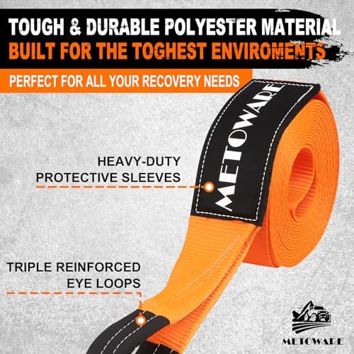 METOWARE Heavy Duty Tow Strap Offroad Recovery Kit - Image 2