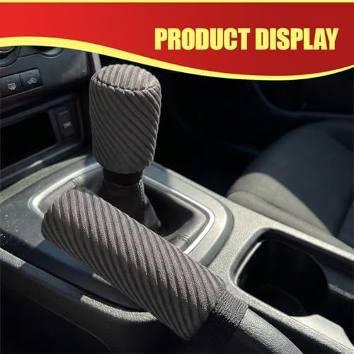 2PCS Car Gear Shift Knob and Handbrake Cover Set, Non-Slip Polyester Stick - Image 6