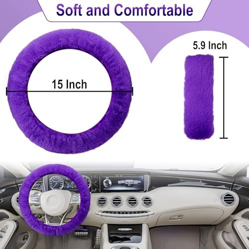 3 PCS Fluffy Steering Wheel Cover Set - Image 2