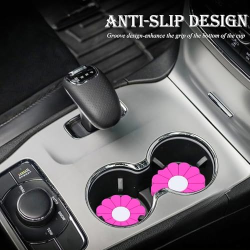4-Pack Car Cup Holder Coaster Inserts, Daisy Shape, 2.75 Inch Non-Slip Silicone - Image 3