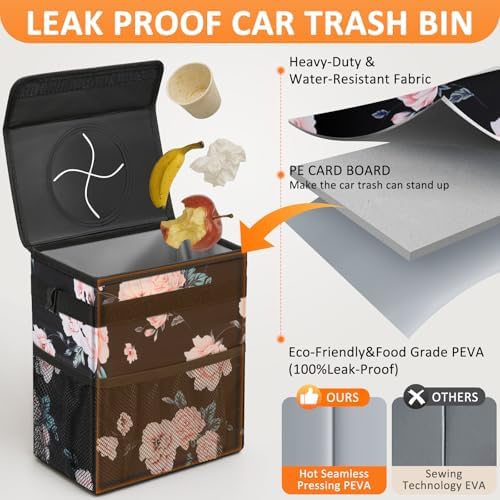 Vankor Car Trash Can with Lid Leak Proof Car Accessories - Image 3