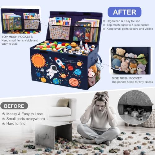 Toy Box with Adjustable Divider Large Toy Chest Storage - Image 3