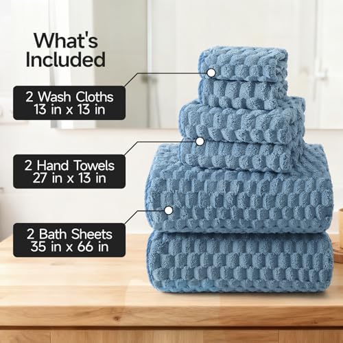 REDKISS Blue Microfiber Towels Set 6 Pack - Image 2