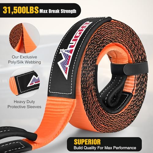 Nilight 3" x 20' Recovery Tow Strap Lab Tested 31, 500lbs Break Strength - Image 5