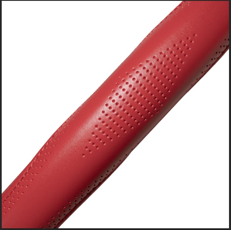 HAOKAY Top Grade Red Genuine Leather Steering Wheel Cover Women, Luxury - Image 3